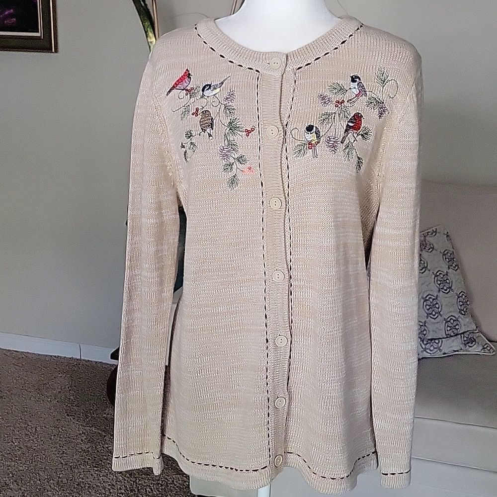 Blair Women's  Embroided Sweater Cardigan Size L